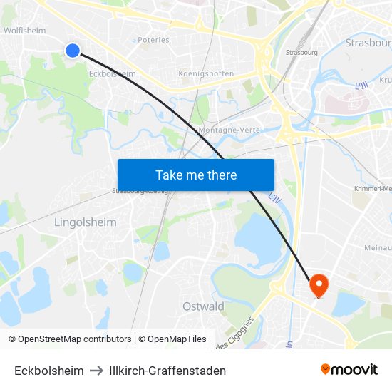 Eckbolsheim to Illkirch-Graffenstaden map