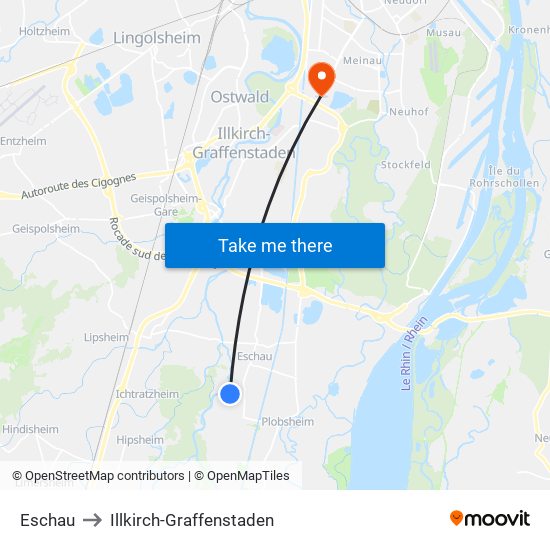 Eschau to Illkirch-Graffenstaden map