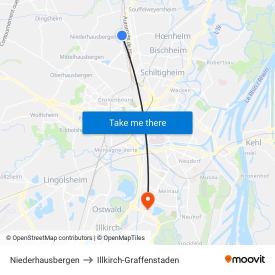 Niederhausbergen to Illkirch-Graffenstaden map