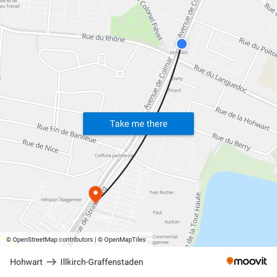 Hohwart to Illkirch-Graffenstaden map