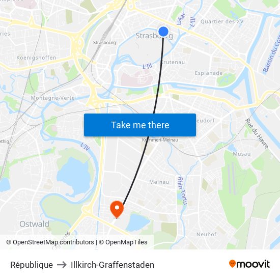 République to Illkirch-Graffenstaden map