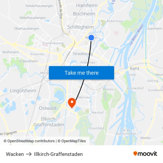 Wacken to Illkirch-Graffenstaden map