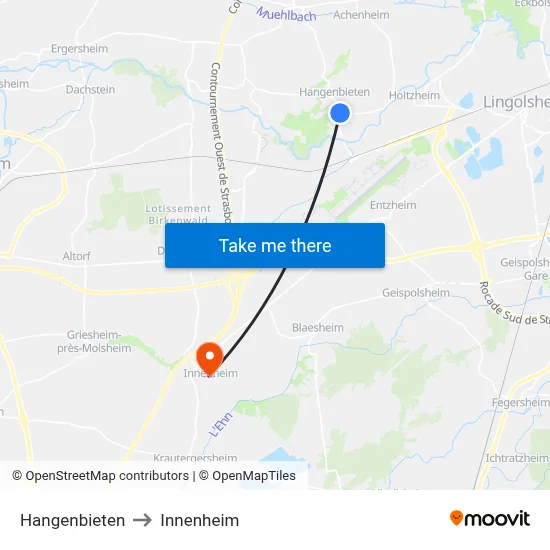 Hangenbieten to Innenheim map