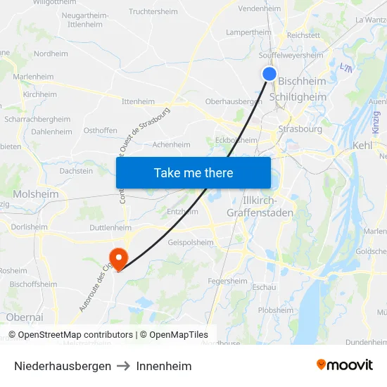 Niederhausbergen to Innenheim map