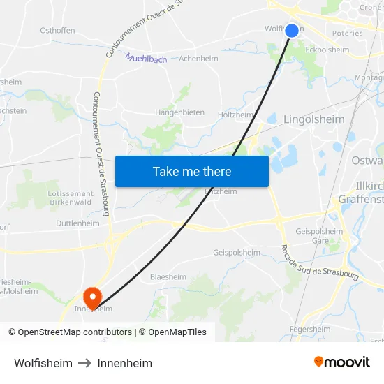Wolfisheim to Innenheim map