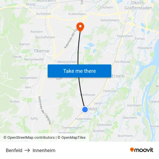 Benfeld to Innenheim map