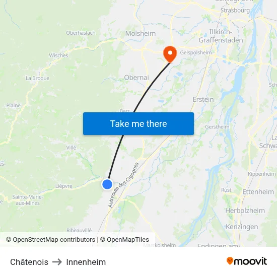 Châtenois to Innenheim map