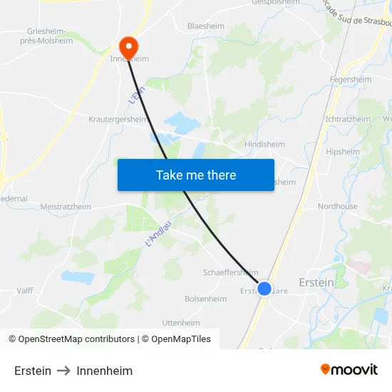 Erstein to Innenheim map