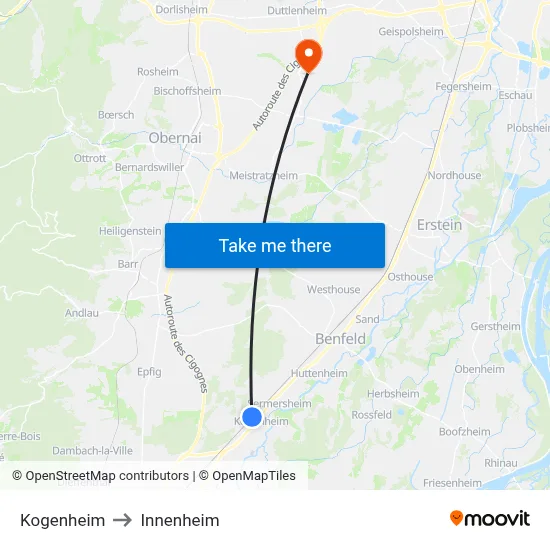 Kogenheim to Innenheim map