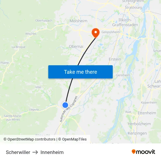 Scherwiller to Innenheim map