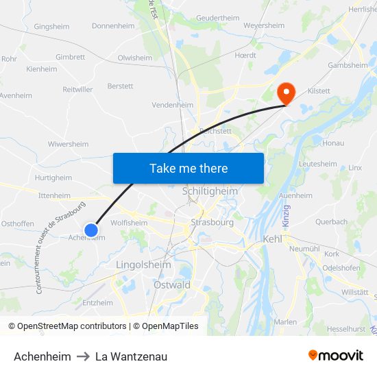 Achenheim to La Wantzenau map