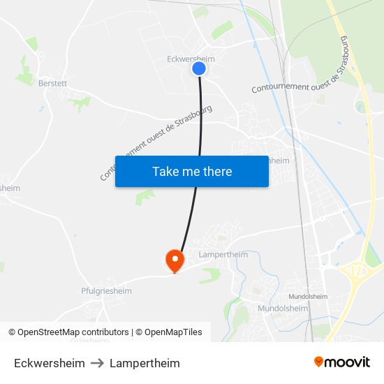 Eckwersheim to Lampertheim map