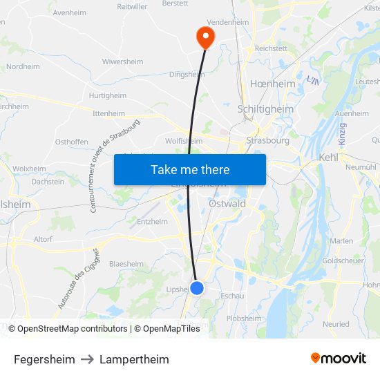 Fegersheim to Fegersheim map