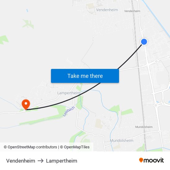 Vendenheim to Lampertheim map