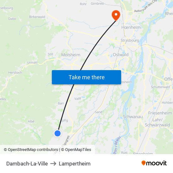 Dambach-La-Ville to Lampertheim map