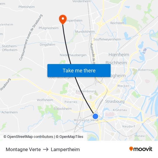 Montagne Verte to Lampertheim map