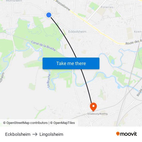 Eckbolsheim to Lingolsheim map