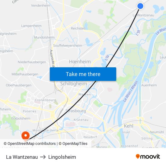 La Wantzenau to Lingolsheim map