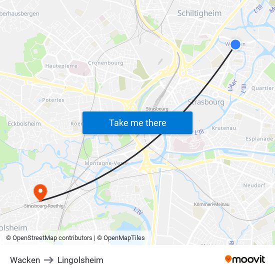 Wacken to Lingolsheim map