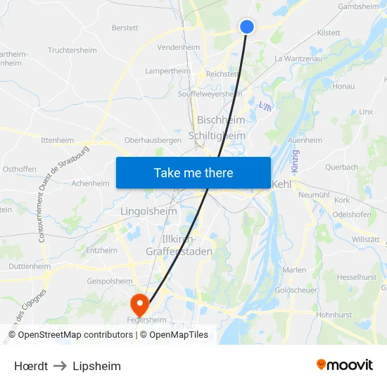 Hœrdt to Lipsheim map