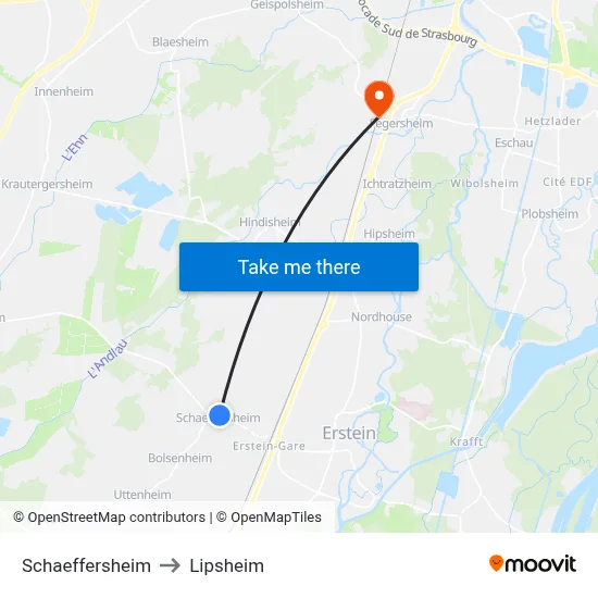 Schaeffersheim to Lipsheim map