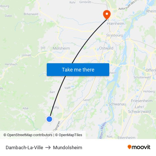 Dambach-La-Ville to Mundolsheim map