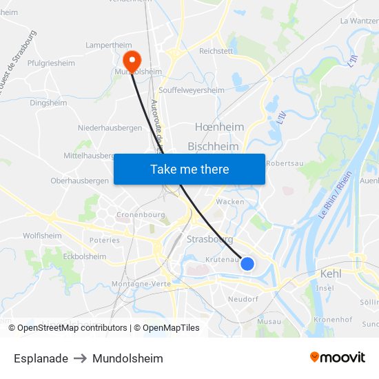 Esplanade to Mundolsheim map