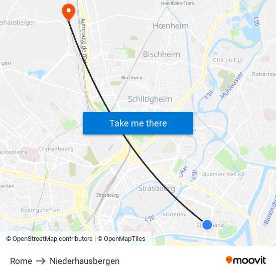 Rome to Niederhausbergen map