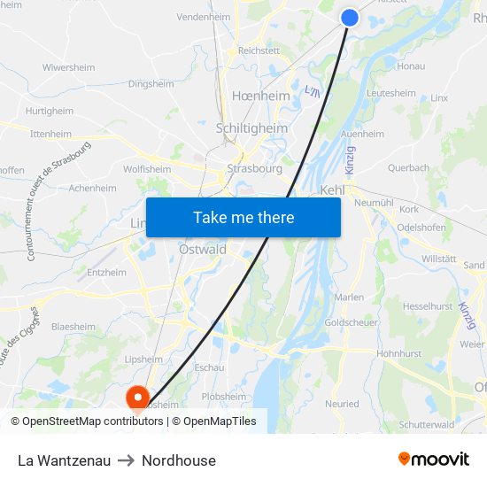 La Wantzenau to Nordhouse map