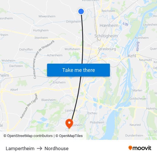 Lampertheim to Nordhouse map