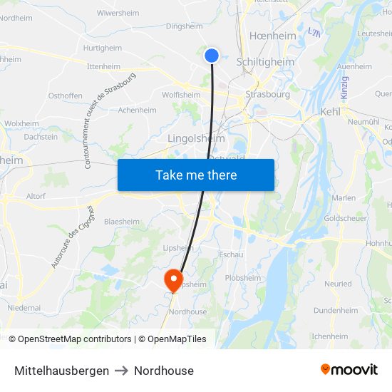 Mittelhausbergen to Nordhouse map