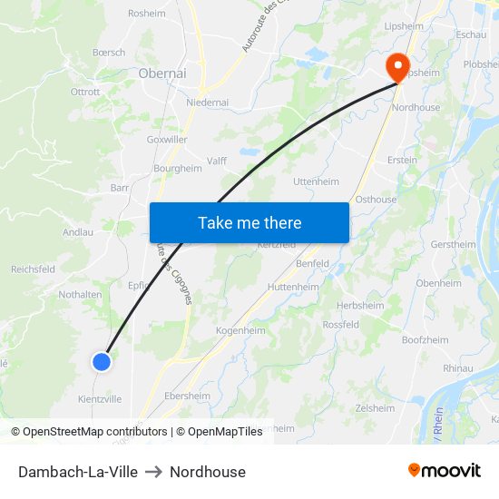 Dambach-La-Ville to Nordhouse map