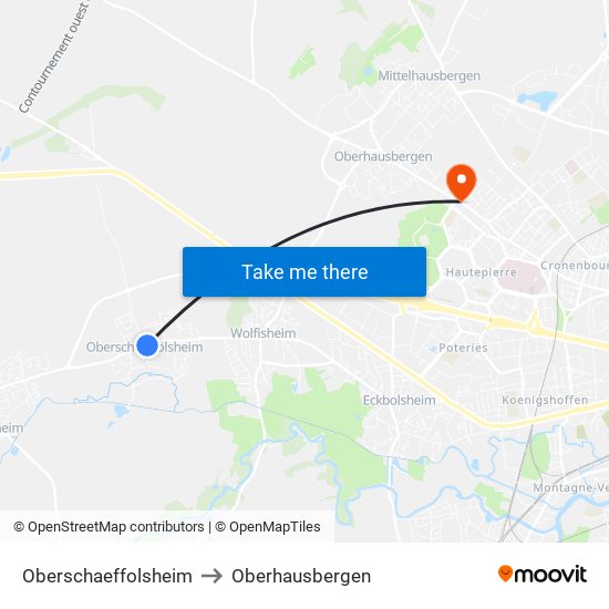 Oberschaeffolsheim to Oberhausbergen map