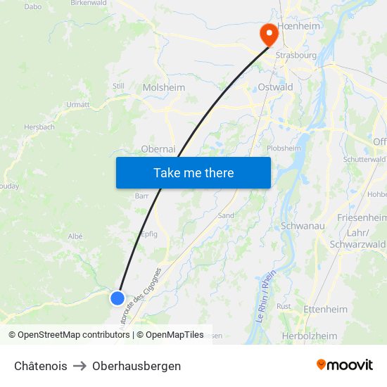 Châtenois to Oberhausbergen map