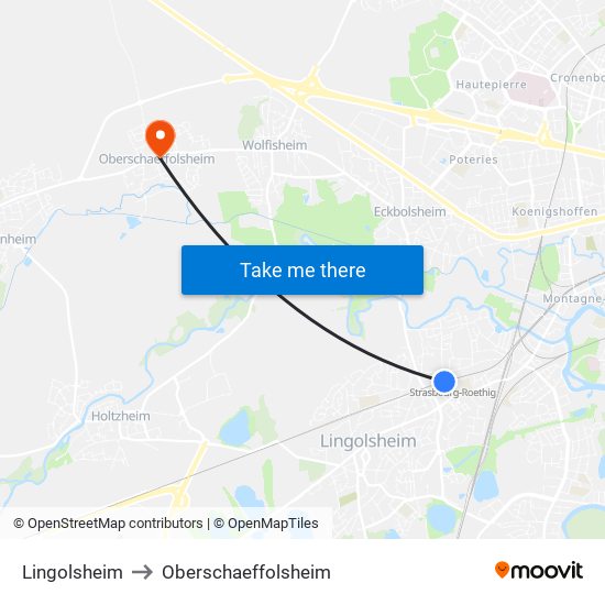Lingolsheim to Oberschaeffolsheim map