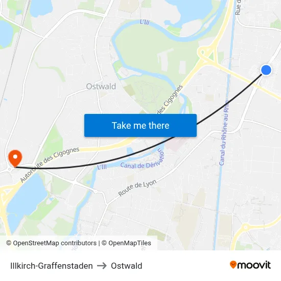 Illkirch-Graffenstaden to Ostwald map