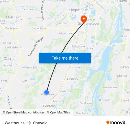 Westhouse to Ostwald map