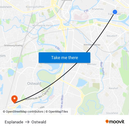 Esplanade to Ostwald map