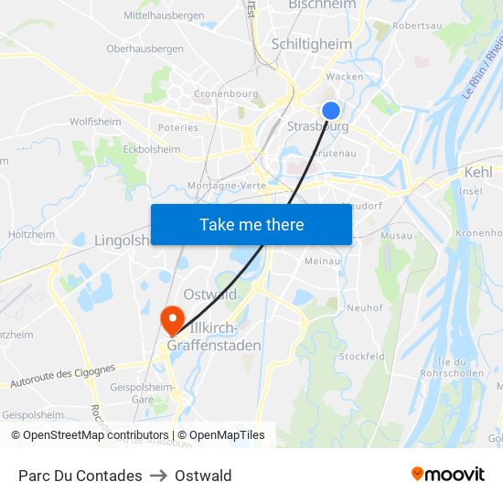 Parc Du Contades to Ostwald map