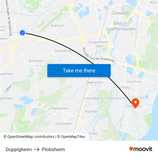 Duppigheim to Plobsheim map
