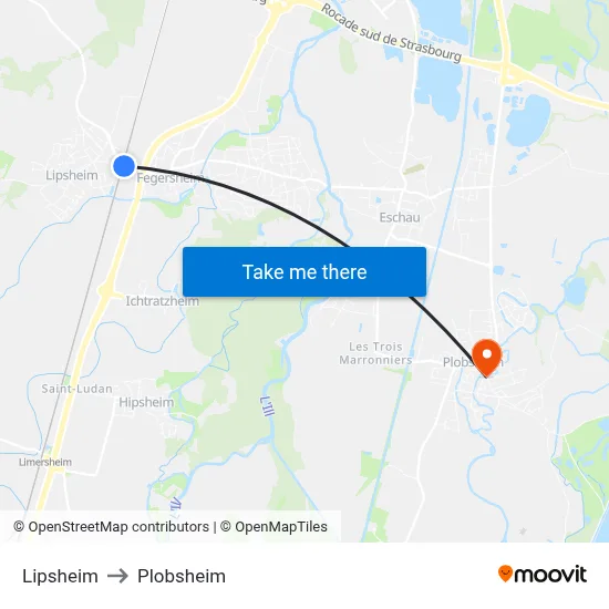 Lipsheim to Plobsheim map