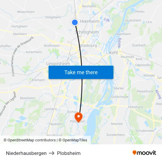 Niederhausbergen to Plobsheim map