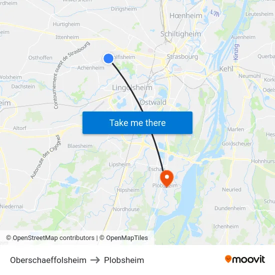 Oberschaeffolsheim to Plobsheim map