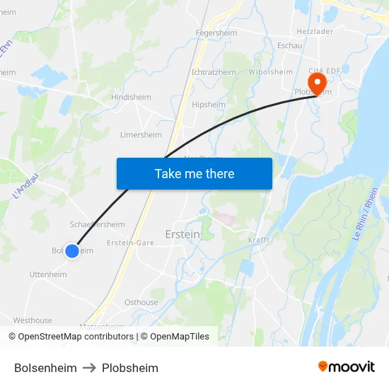 Bolsenheim to Plobsheim map