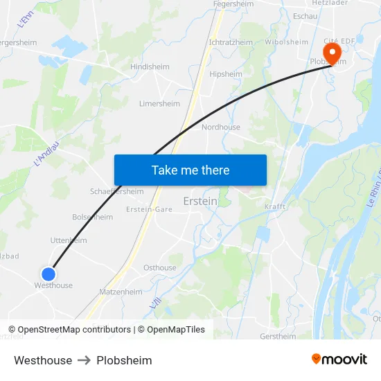Westhouse to Plobsheim map