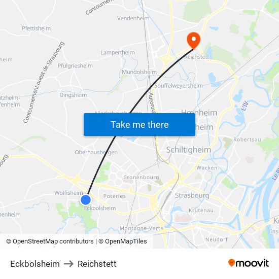 Eckbolsheim to Reichstett map