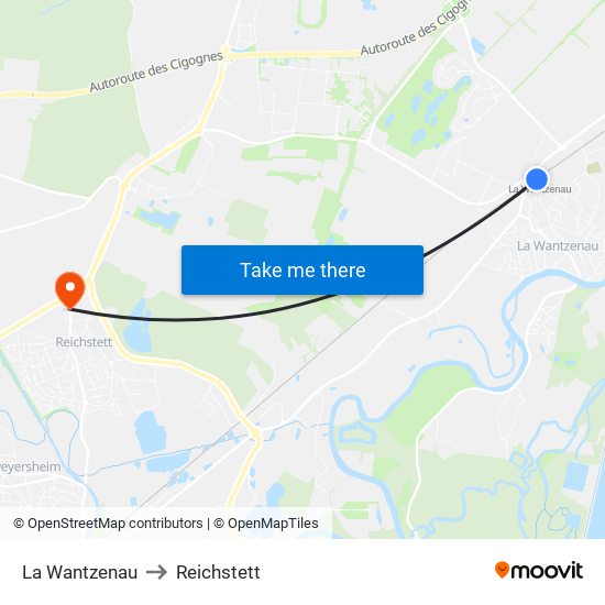 La Wantzenau to Reichstett map