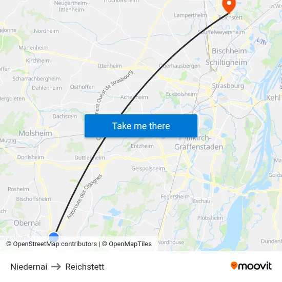 Niedernai to Reichstett map