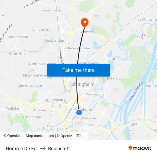 Homme De Fer to Reichstett map