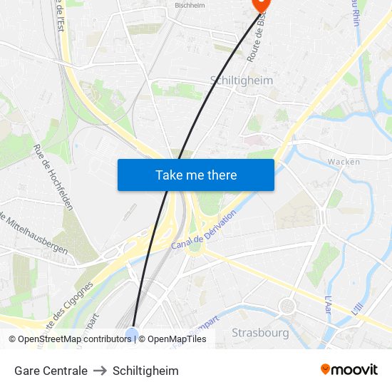 Gare Centrale to Schiltigheim map